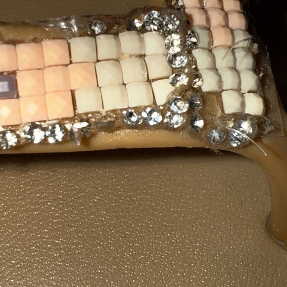 ASHLEY BLUE Crystal Western Beaded Beige Jellies Flip Flops Size 8 - Picture 11 of 11